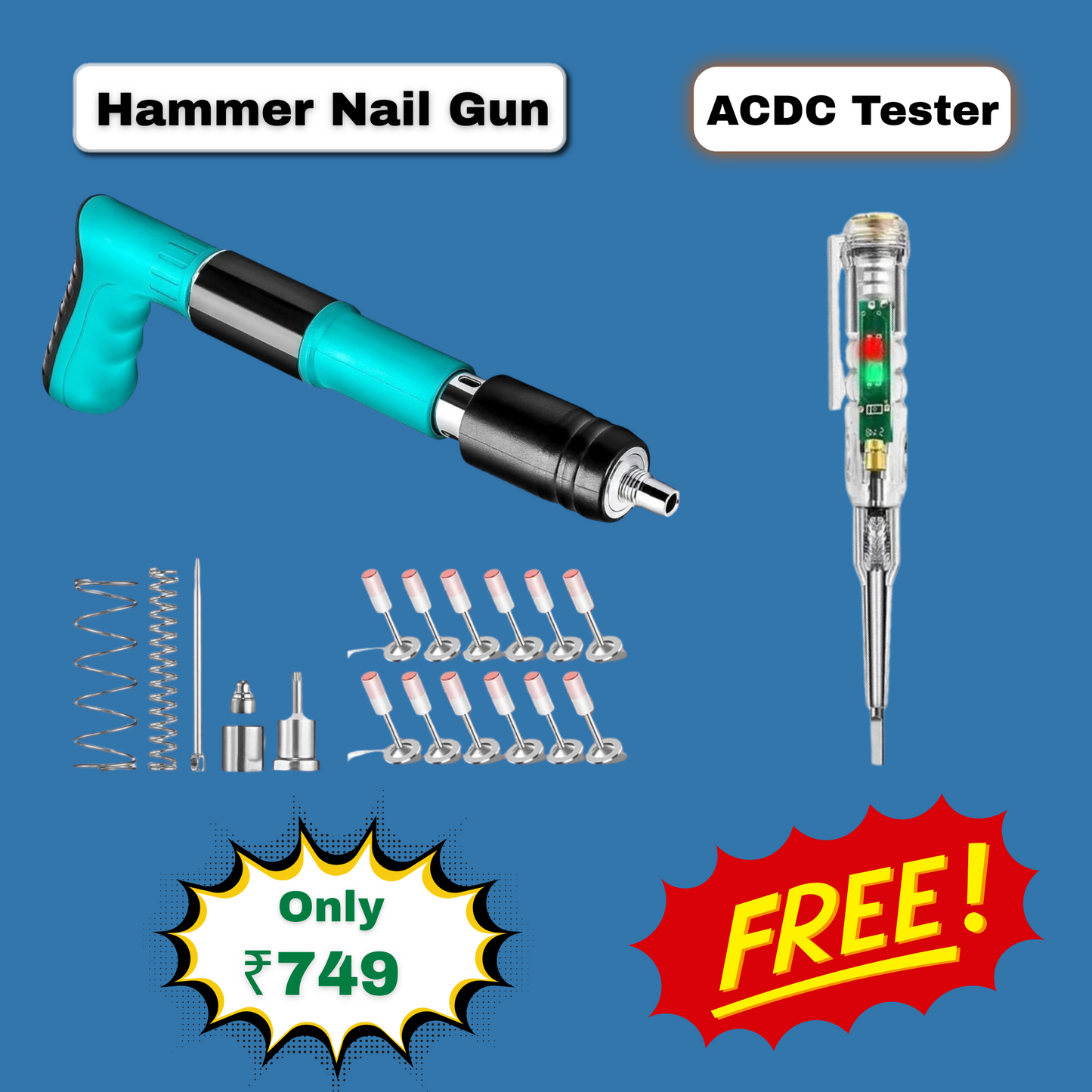 Manual Steel Nail gun With ACDC Tester free