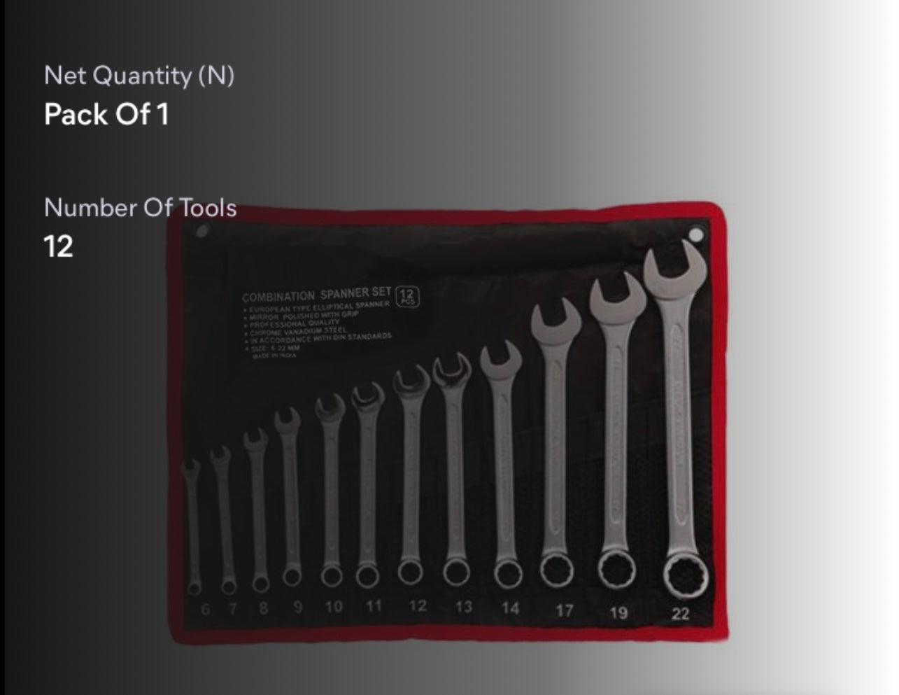 Socket Wrench Combination spanner wrench Set 6mm To 22 mm 12-Piece