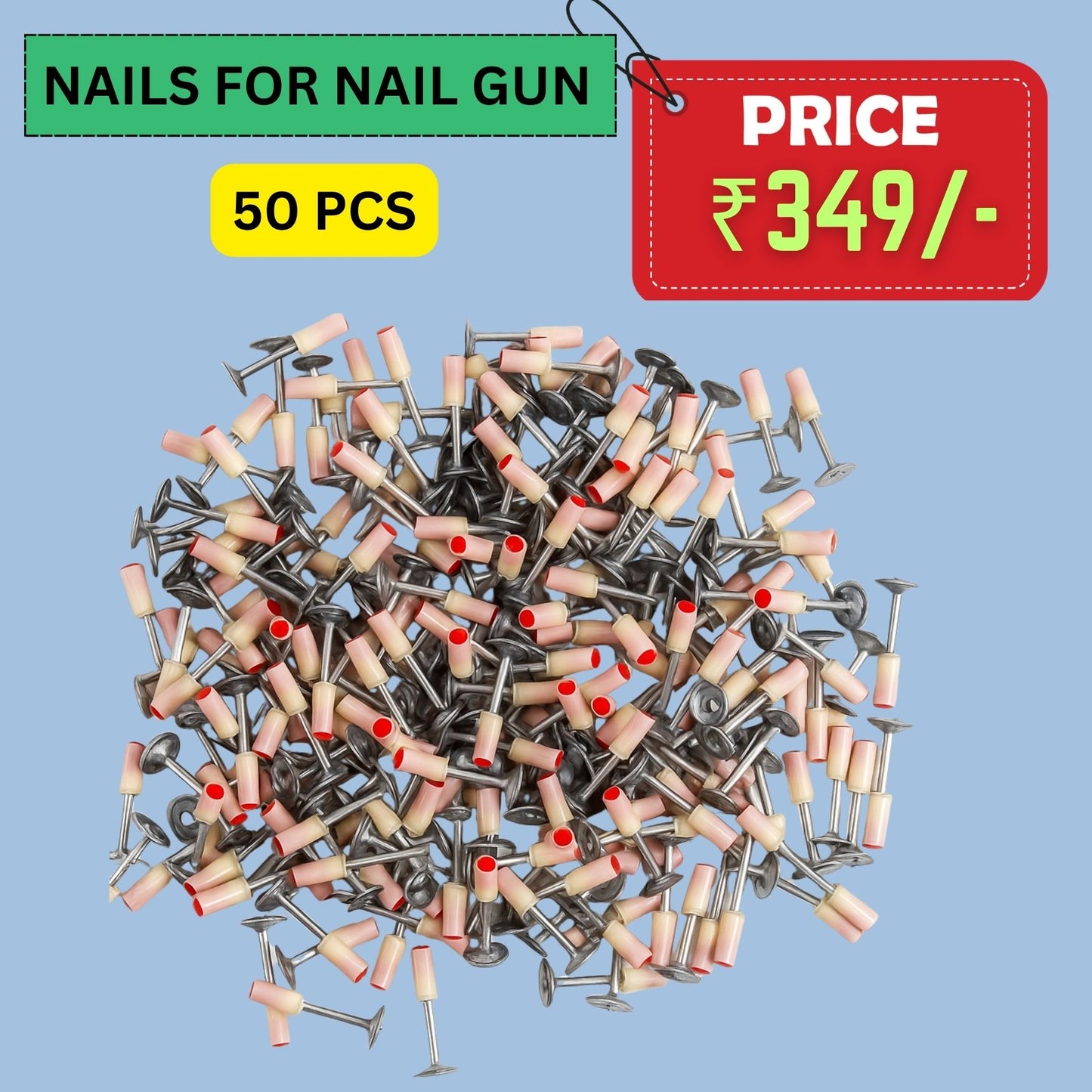 Steel Nails for nail gun | 7.3mm - 50 PCS | Electrician’s Fastening Combo