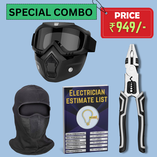 goggle face mask + cotton mask + multifunctional plier + material estimate book