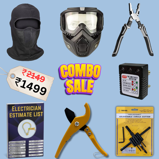 Cotton mask + goggle mask + Multifunctional Plier + Book + Pipe Cutter + Lite Cutter + Socket Line Tester