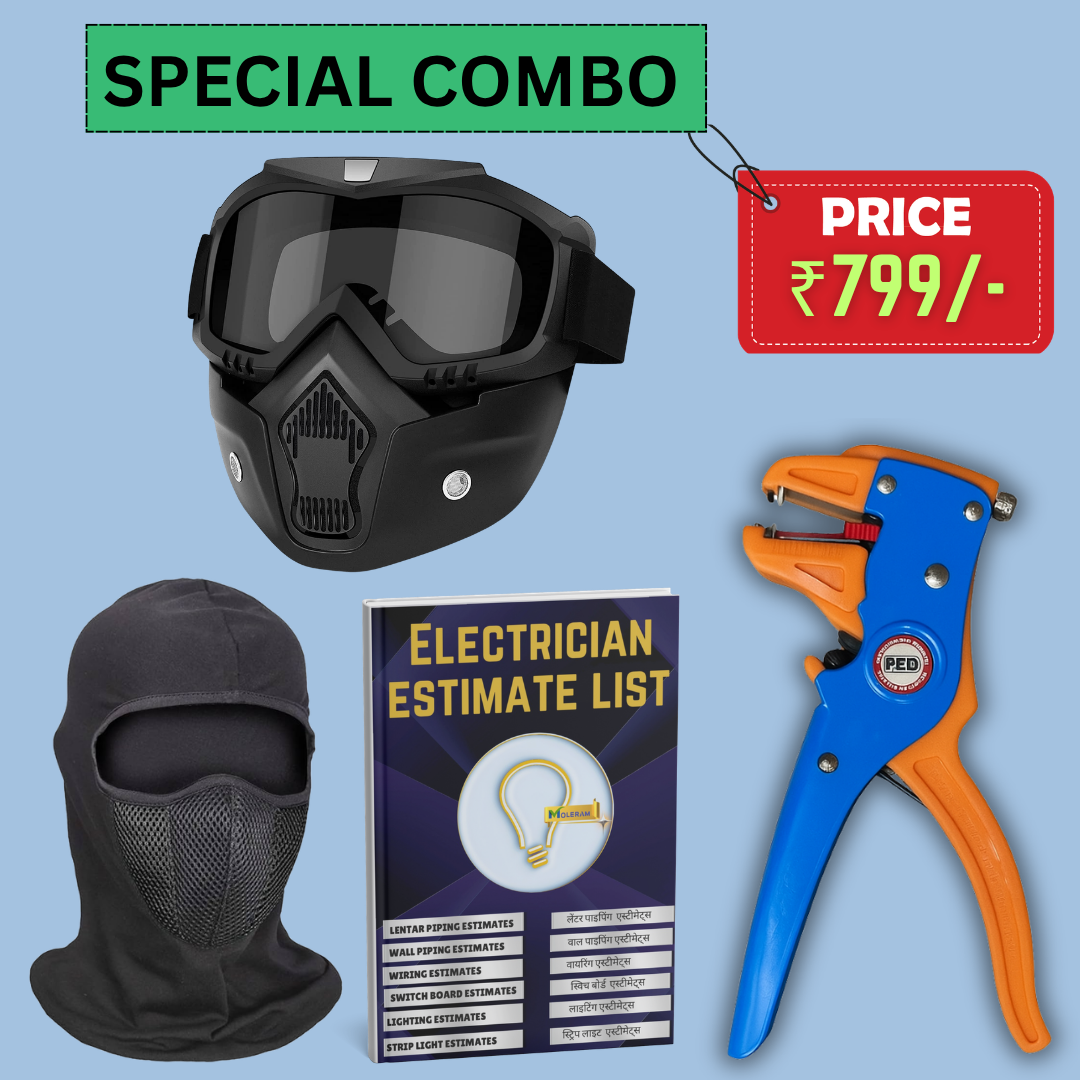 goggle face mask + cotton mask +  wire stripper + Estimate Book