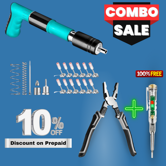Manual Steel Nail Gun with 20 FREE Nails + Multifunctional Plier + FREE ACDC Tester | Complete Electrician Fixing Kit