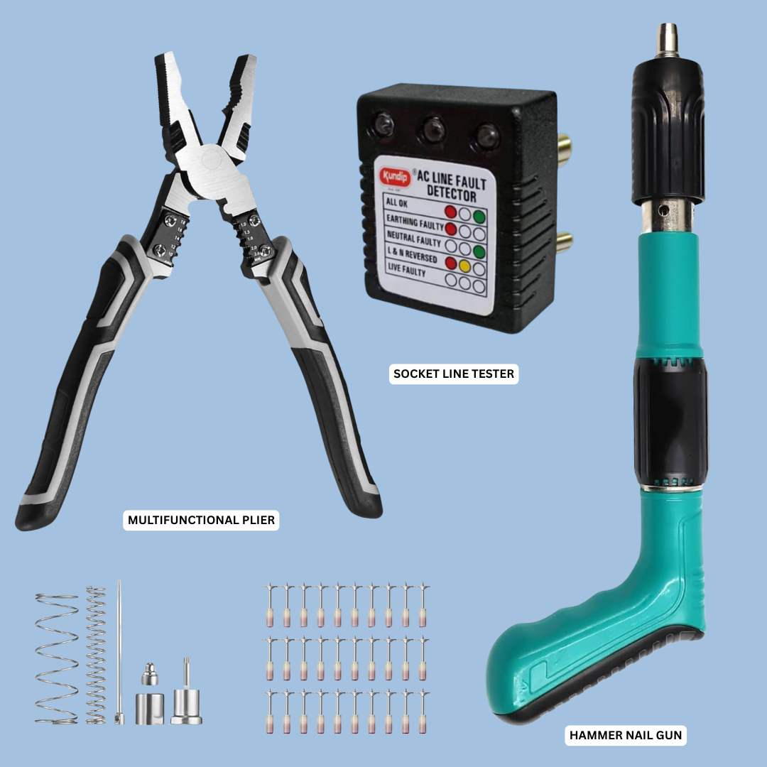 Hammer Nail Gun + Multifunctional Plier + Socket Line Tester