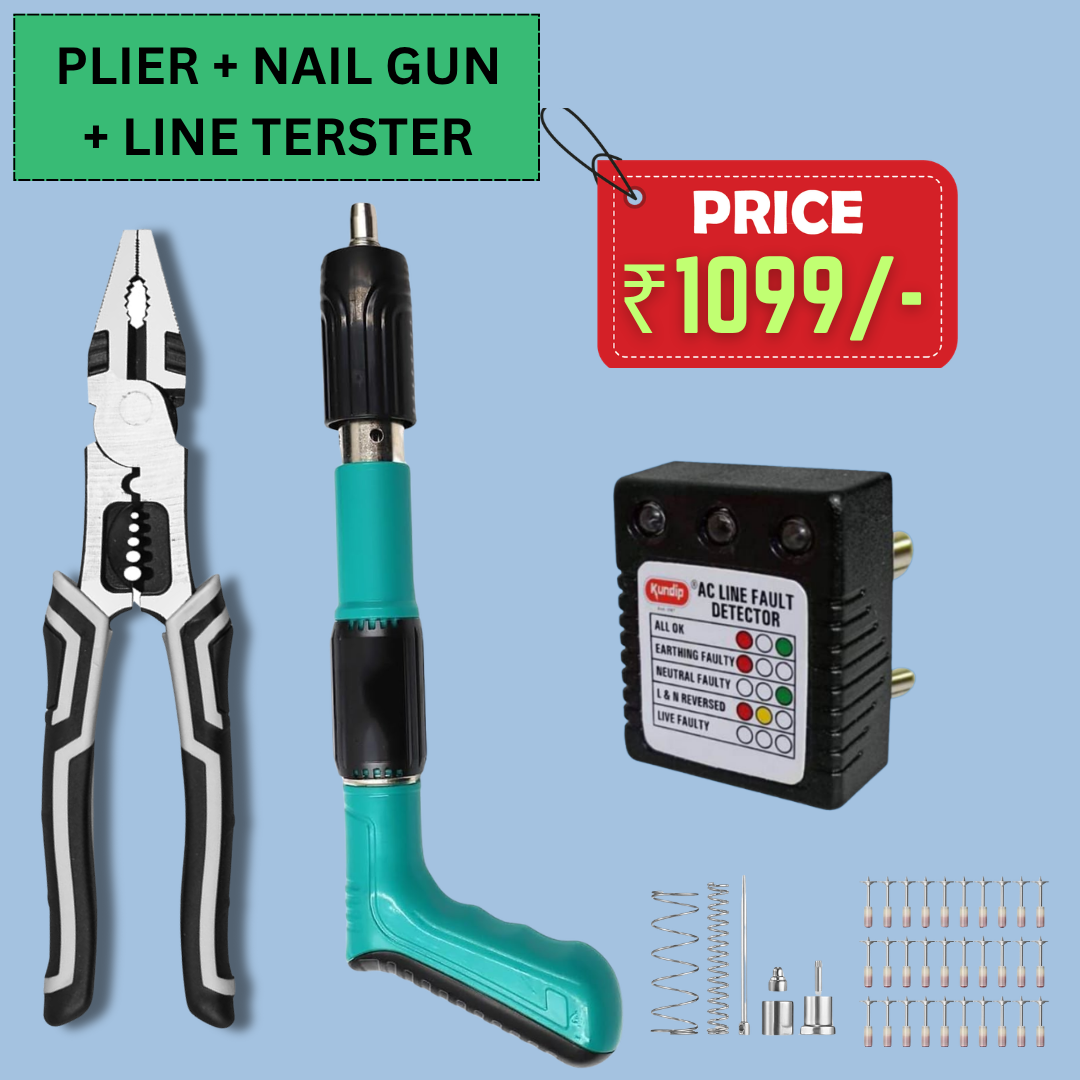 Hammer Nail Gun + Multifunctional Plier + Socket Line Tester
