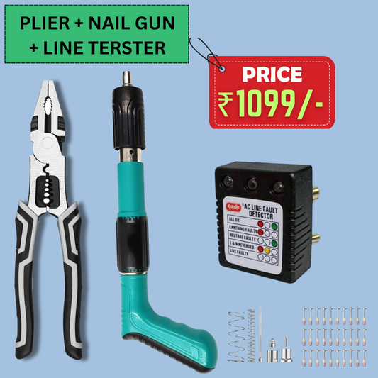 Hammer Nail Gun + Multifunctional Plier + Socket Line Tester