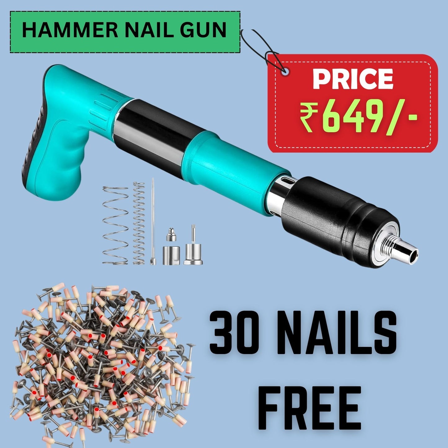 Manual Steel Nail Gun + 30 Nails Free