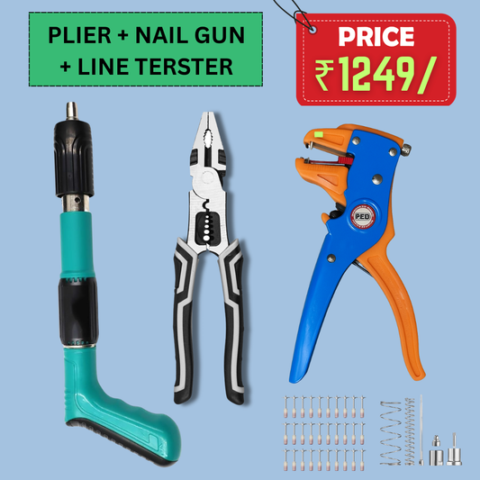 Hammer Nail Gun + Multifunctional Plier + Wire Stripper