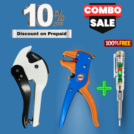Wire Stripper + PVC Pipe Cutter with FREE ACDC Tester | Must-Have Combo for Every Electrician & Plumber