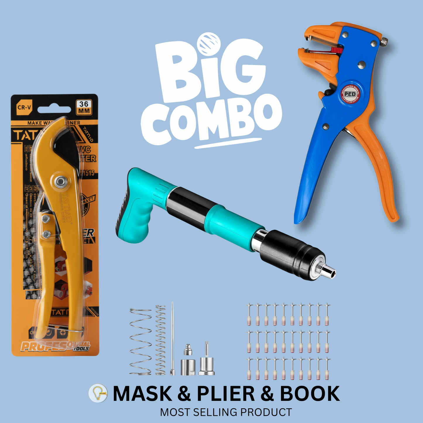 Hammer Nail Gun + Wire Stripper + Pipe Cutter(32mm)