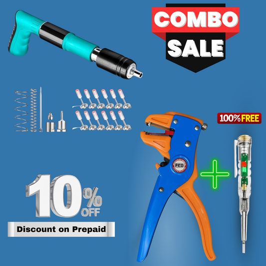 Hammer Nail Gun + Wire Stripper + FREE ACDC Tester | 3-in-1 Electrician Power Combo