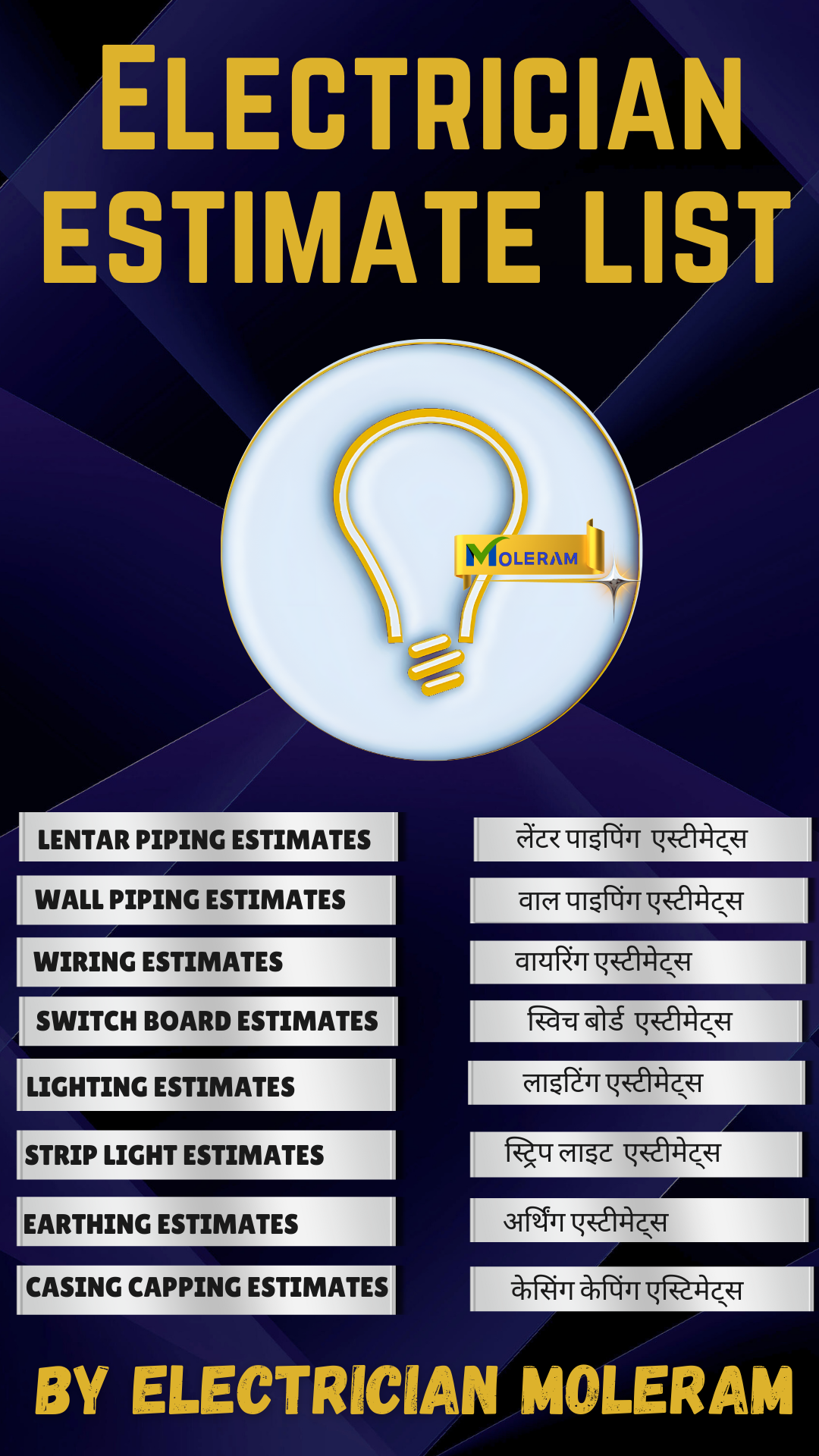 ELECTRICIAN MATERIAL ESTIMATES E-BOOK