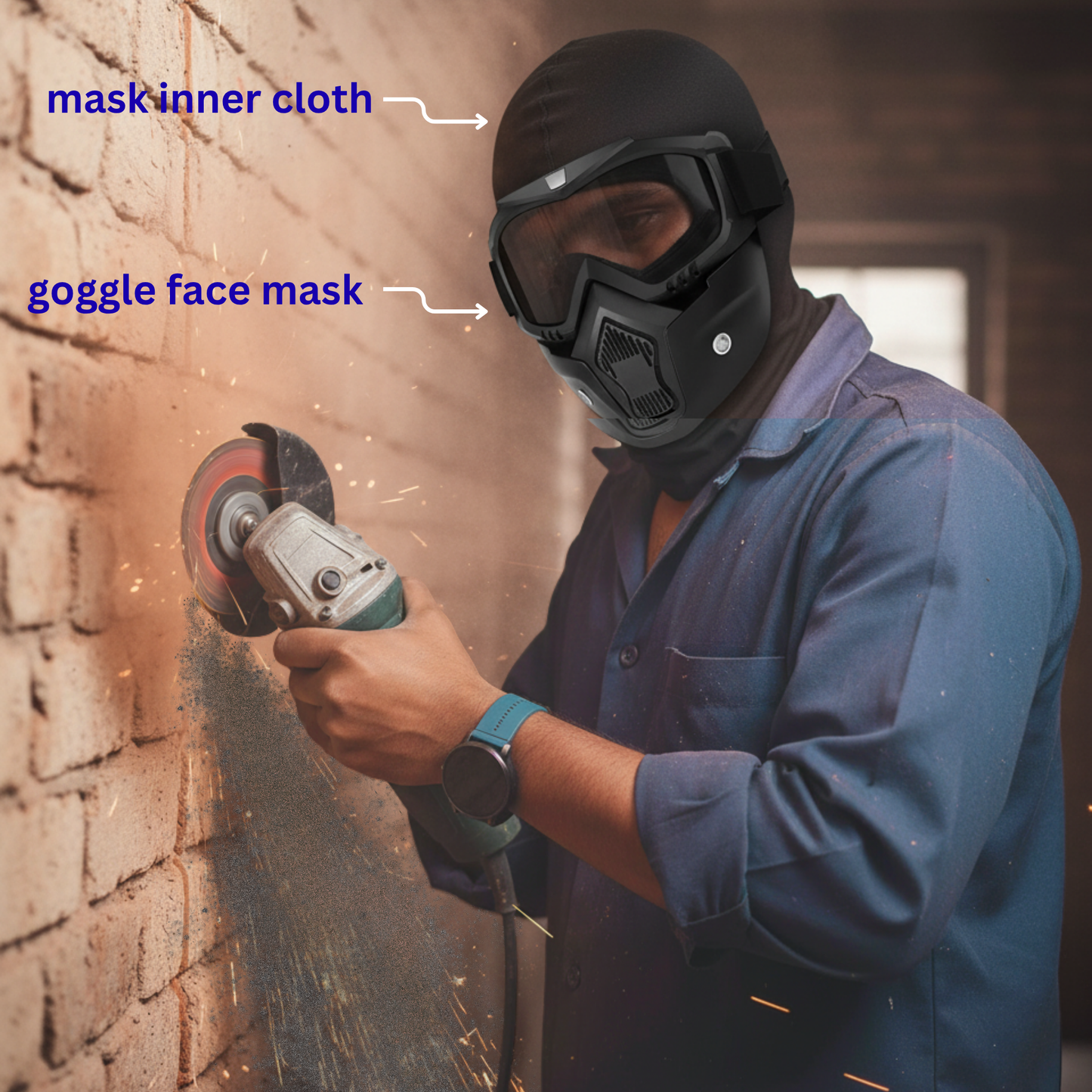 Goggles Glasses Face Mask + Cotton Anti-Dust Protection